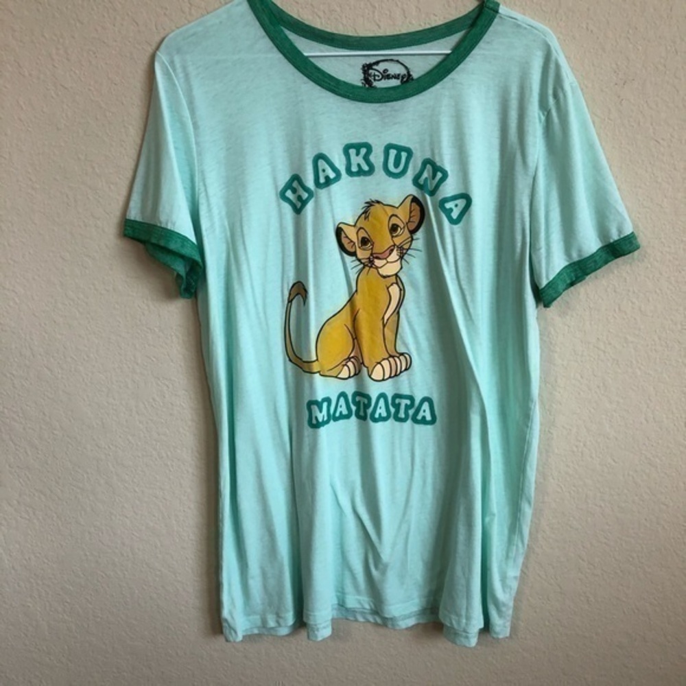 Disney Shirt Green Hakuna Matata Simba Ringer Tee